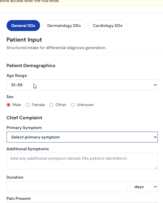 Differential diagnosis engine demo
